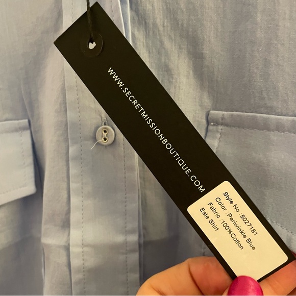 NWT SECRET MISSION Este Oversized Weekend Boyfriend Shirt - Size M - Picture 10 of 13